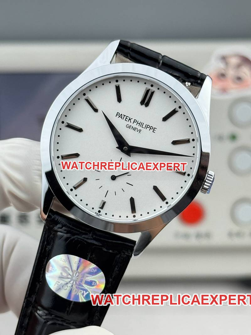 Patek Philippe1:1replica watch SDF factory classic white dial39mmleather strap model front live photo