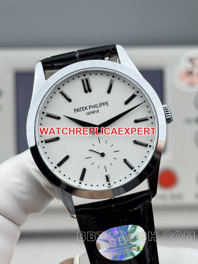 Patek Philippe1:1replica watch SDF factory classic white dial39mmleather strap model front live photo