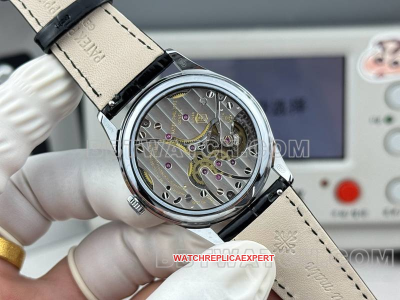 Patek Philippe1:1replica watch SDF factory classic white dial39mmleather strap caseback live photo