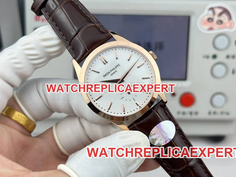 Patek Philippe watch SDF factory classic white dialrose gold case 39mmleather strap model front live photo