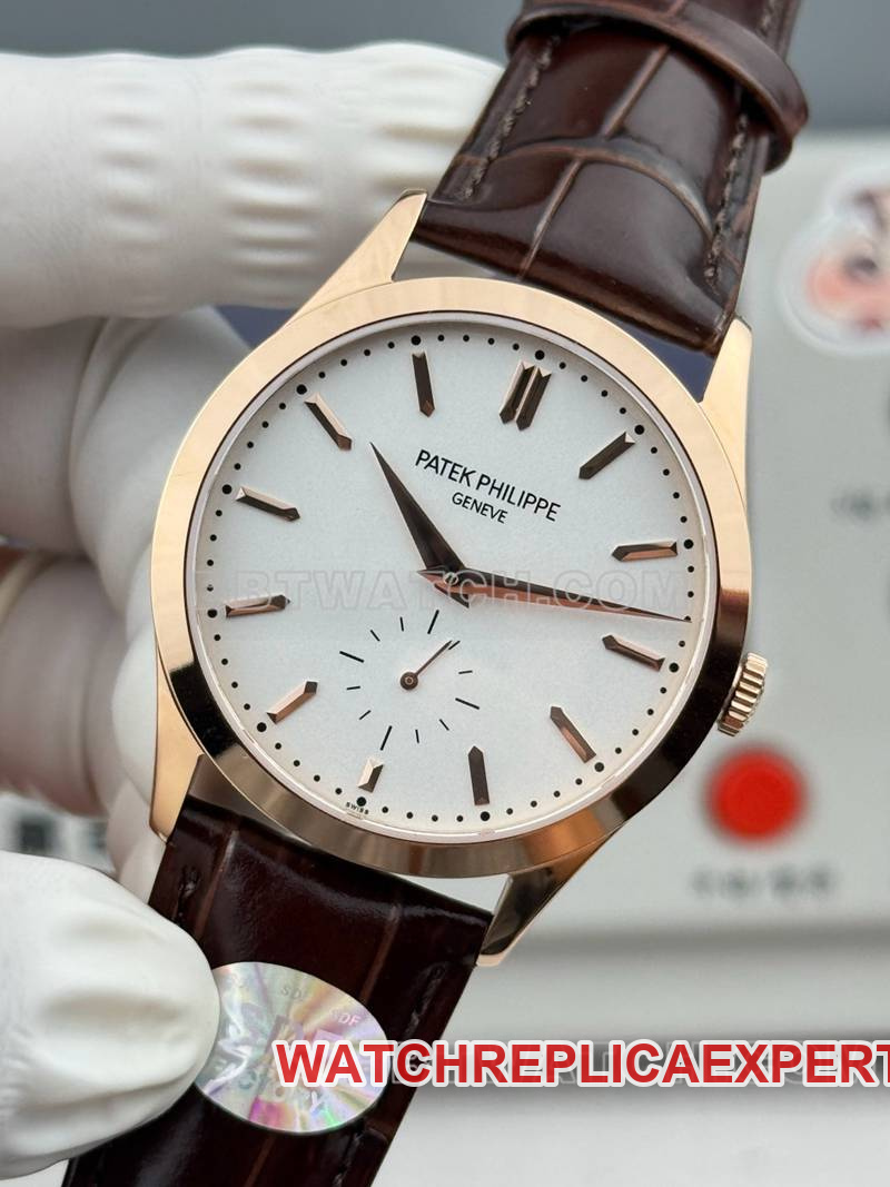 Patek Philippe watch SDF factory classic white dialrose gold case 39mmleather strap model front live photo