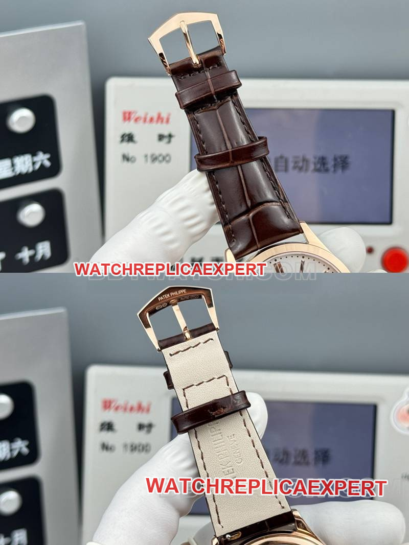 Patek Philippe watch SDF factory classic white dialrose gold case 39mmleather strap model clasplive photos