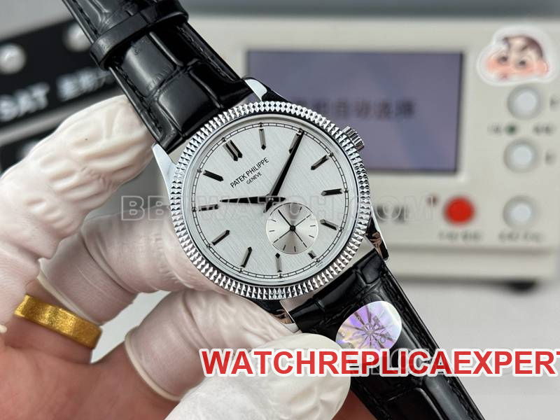 Patek Philippe collectible watch SDF factory classic silver gray plate nail pattern ring 39mmleather strap model front live photo
