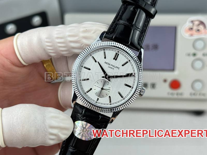 Patek Philippe collectible watch SDF factory classic silver gray plate nail pattern ring 39mmleather strap model front live photo