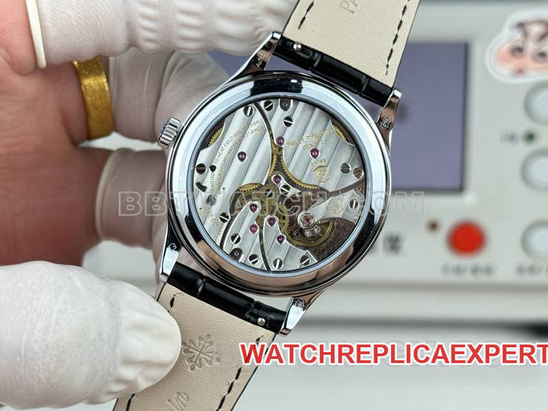 Patek Philippe collectible watch SDF factory classic silver gray plate nail pattern ring 39mmleather strap caseback live photo