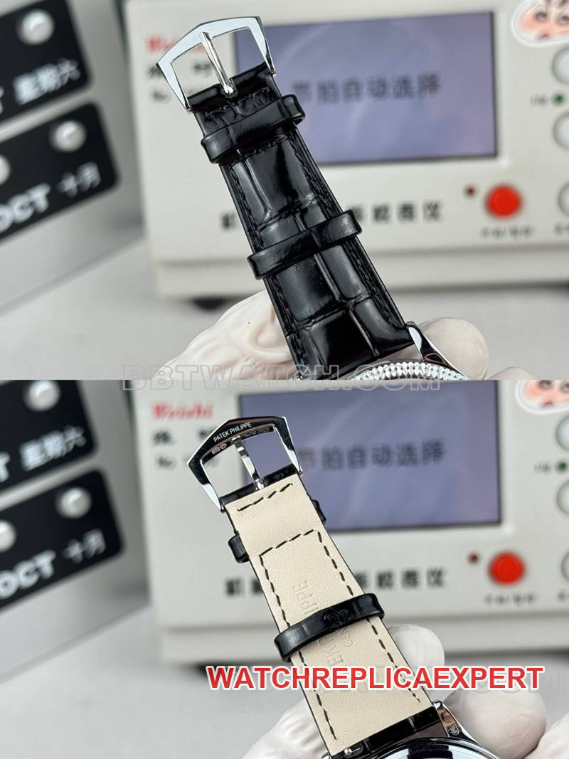 Patek Philippe collectible watch SDF factory classic silver gray plate nail pattern ring 39mmleather strap model braceletlive photos