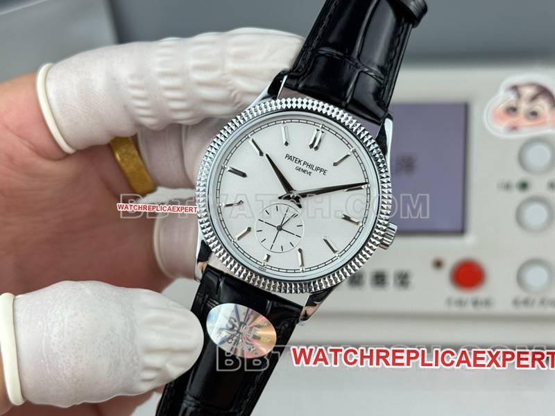 Patek Philippetop-tier watch SDF factory classic silver dial nail ring 39mmleather strap model front live photo