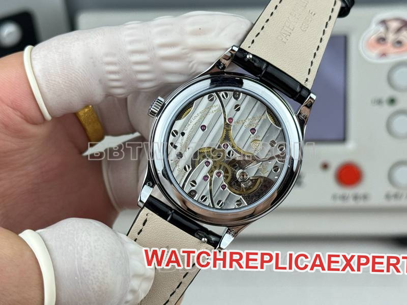 Patek Philippetop-tier watch SDF factory classic silver dial nail ring 39mmleather strap caseback live photo