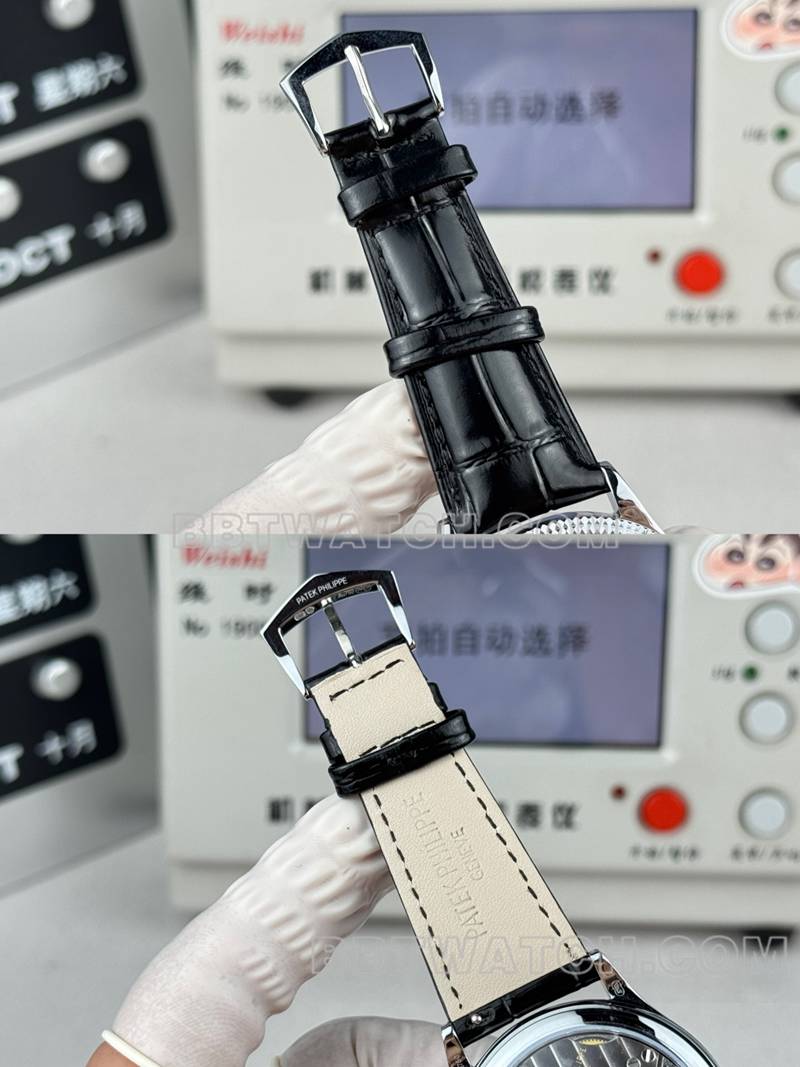 Patek Philippetop-tier watch SDF factory classic silver dial nail pattern ring 39mmleather strap model braceletlive photos