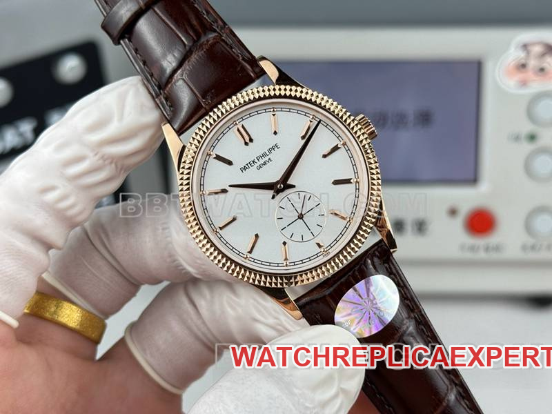 Patek Philippe collectible watch SDF factory classic silver dial nail ring rose gold case 39mmleather strap model front live photo