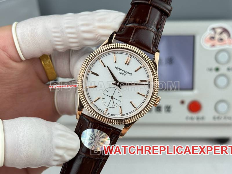 Patek Philippe collectible watch SDF factory classic silver dial nail ring rose gold case 39mmleather strap model front live photo