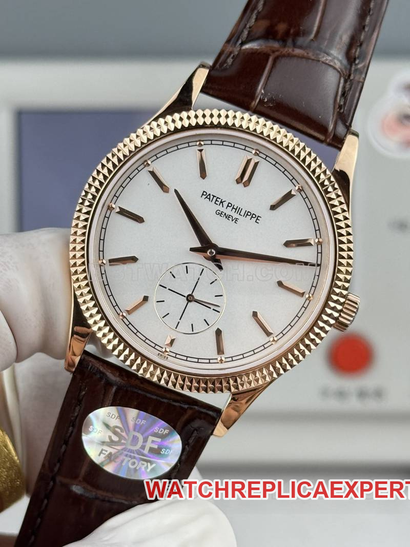 Patek Philippe collectible watch SDF factory classic silver dial nail ring rose gold case 39mmleather strap model front live photo