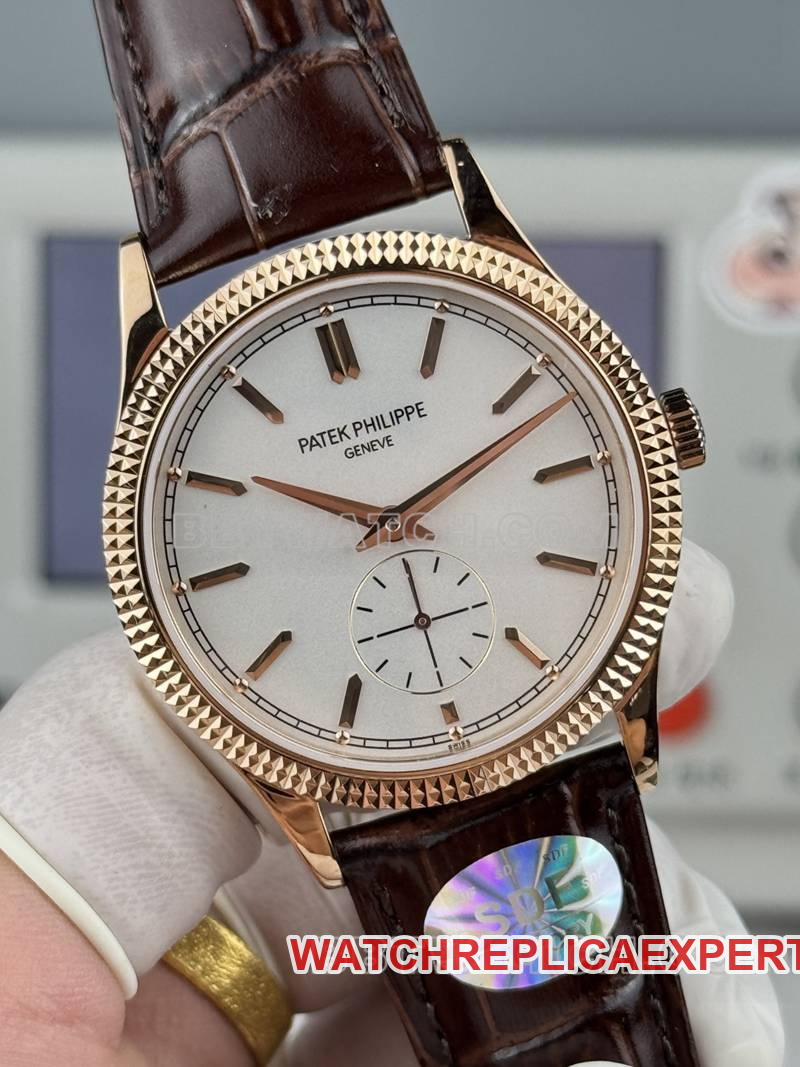 Patek Philippe collectible watch SDF factory classic silver dial nail ring rose gold case 39mmleather strap model front live photo