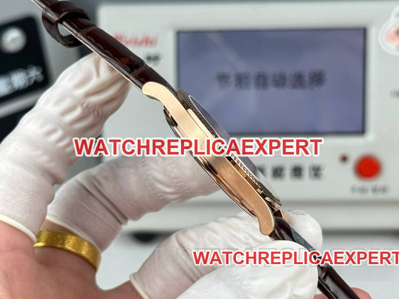 Patek Philippe collectible watch SDF factory classic silver dial nail ring rose gold case 39mmleather strap model side live photo