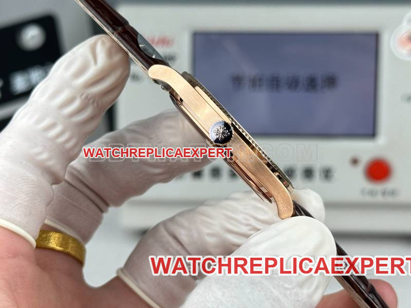 Patek Philippe collectible watch SDF factory classic silver dial nail ring rose gold case 39mmleather strap model side live photo