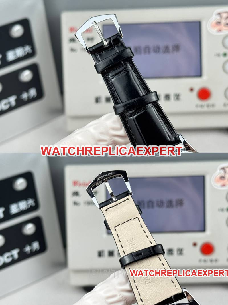Patek Philippe1:1replica watch SDF factory classic black dial nail pattern ring 39mmleather strap model braceletlive photos