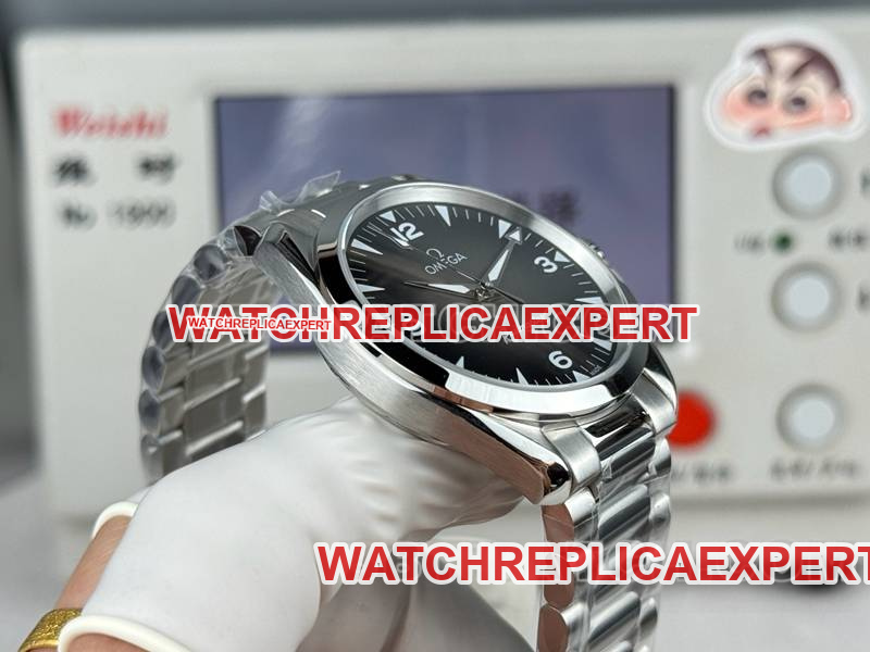 Omegatop-tier watch Seamaster gray plate 38mm steel bracelet model side live photo