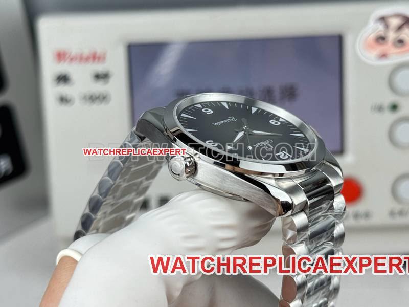 Omegatop-tier watch Seamaster gray plate 38mm steel bracelet model side live photo