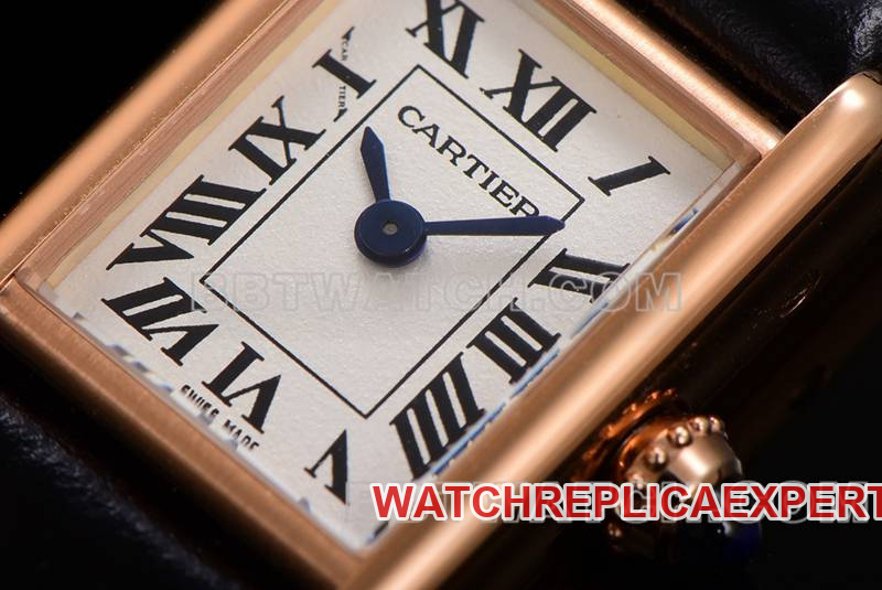 Cartier top collectible watches F1 factory tank white disk rose gold case belt models front real picture