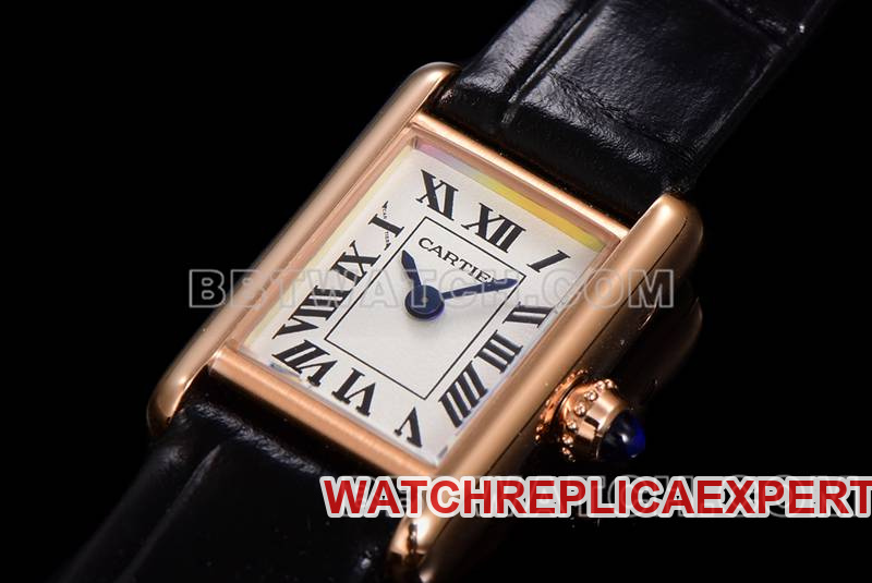 Cartier top collectible watches F1 factory tank white disk rose gold case belt models front real picture