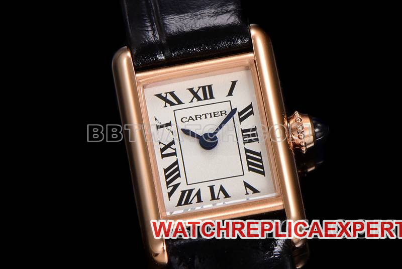 Cartier top collectible watches F1 factory tank white disk rose gold case belt models front real picture