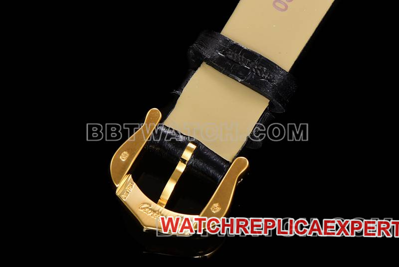 Cartier collectible watch F1 factory tank black dialyellow gold shell leather strap model clasplive photos