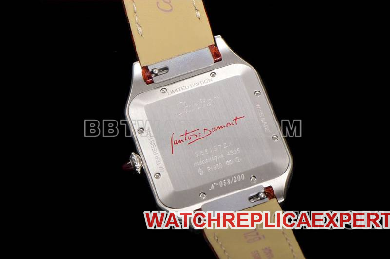 Cartiertop-tier watch F1 factory Santos pink plate leather strap model caseback live photo