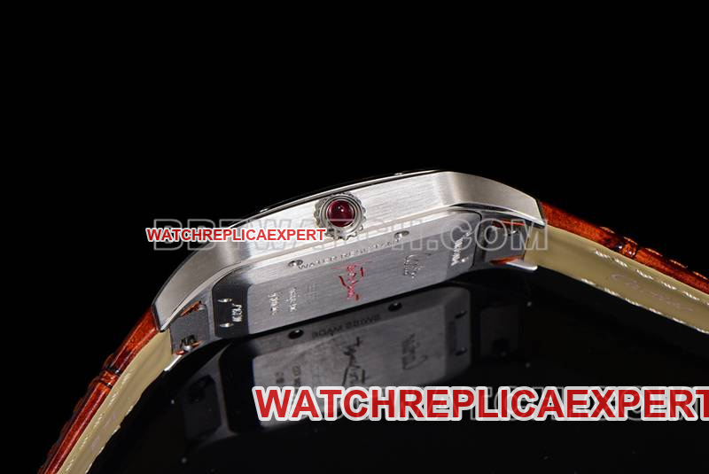 Cartiertop-tier watch F1 factory Santos pink plate leather strap model side live photo