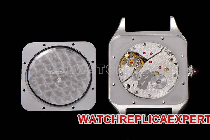 Cartiertop-tier watch F1 factory Santos pink plate leather strap model caseback live photo