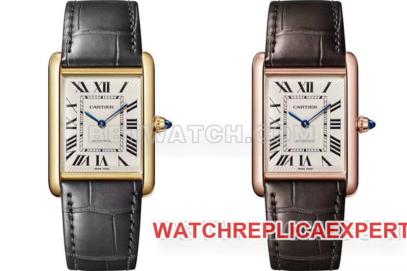 Cartier watch F1 factory tank white dialyellow gold case 2899MCmovementleather strap model front live photo