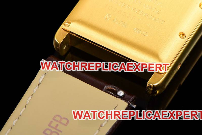 Cartier watch F1 factory tank white dialyellow gold case 2899MCmovementleather strap caseback live photo