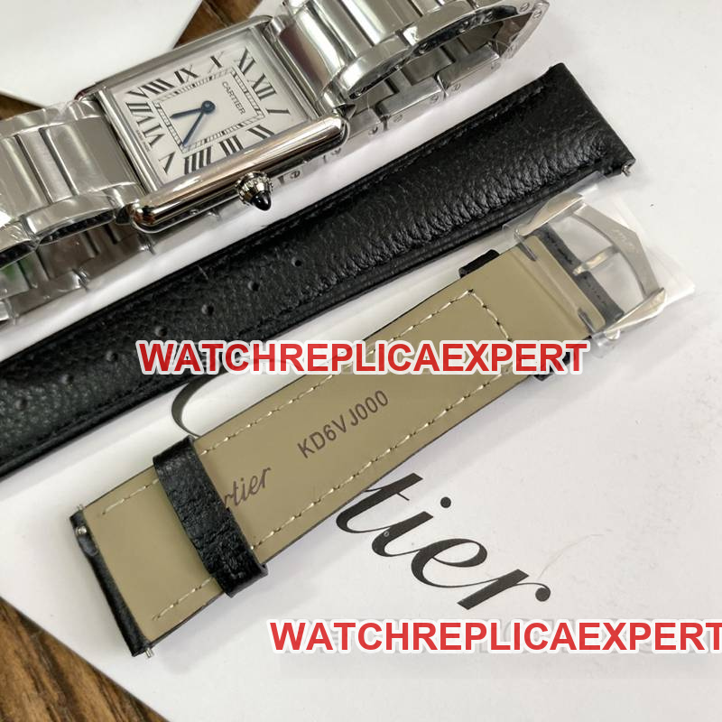 Cartier watch tank white dial blue steel pointer mechanical steel bracelet bracelet live photos