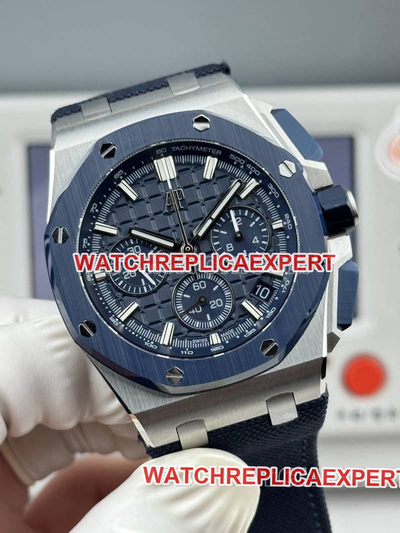 Audemars Piguet1:1replica watch LS factory Royal Oak offshore type 43MM blue dialchronograph mechanical rubber model 26420front live photo