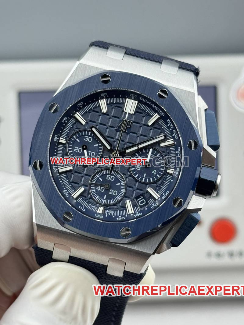 Audemars Piguet1:1replica watch LS factory Royal Oak offshore type 43MM blue dialchronograph mechanical rubber model 26420front live photo