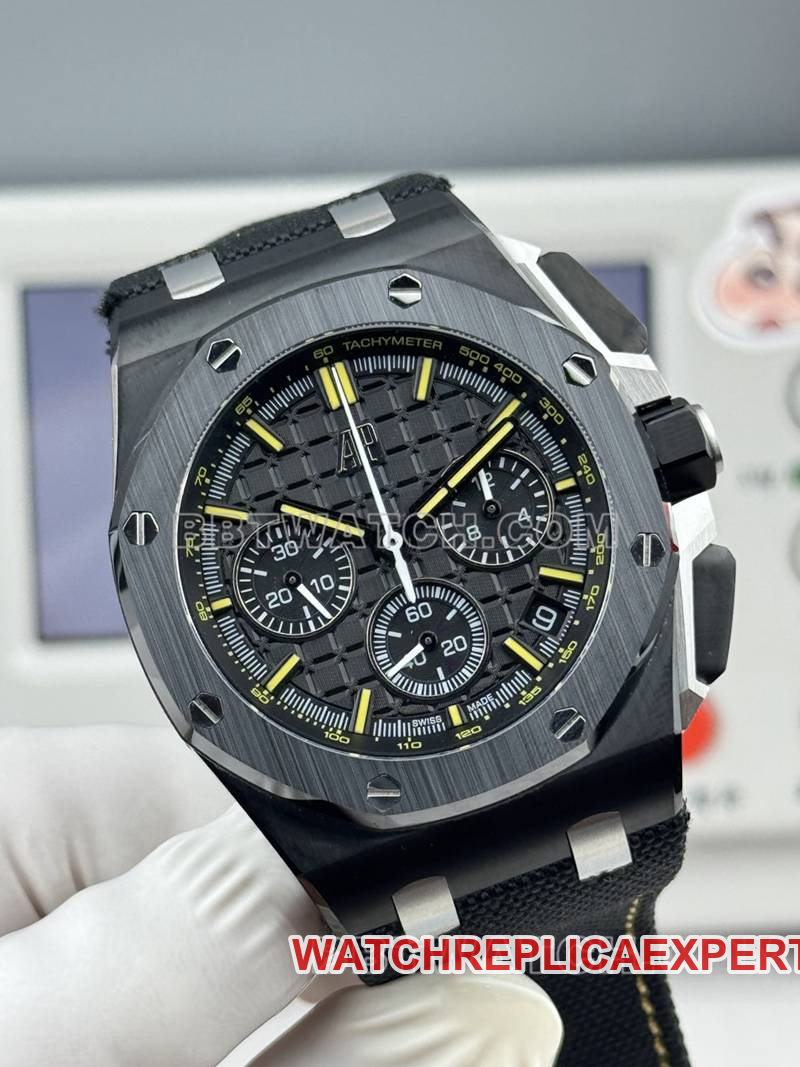 Audemars Piguet collectible watch LS factory Royal Oak offshore type 43MM black dialchronograph mechanical rubber model 26420front live photo