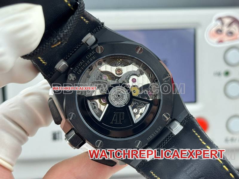 Audemars Piguet collectible watch LS factory Royal Oak offshore type 43MM black dialchronograph mechanical rubber model 26420caseback live photo