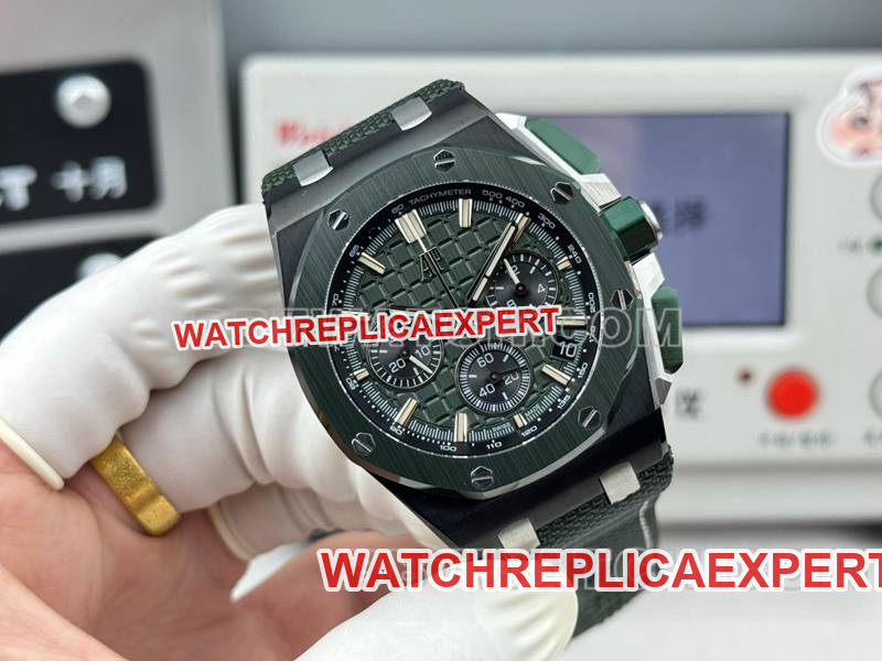 Audemars Piguet watch LS factory Royal Oak offshore type 43MM green dialchronograph mechanical rubber model 26420front live photo