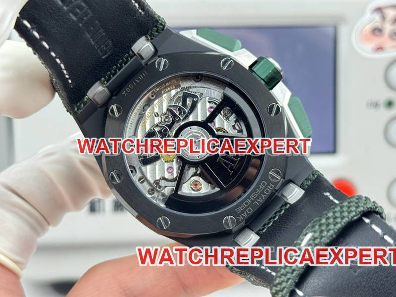 Audemars Piguet watch LS factory Royal Oak offshore type 43MM green dialchronograph mechanical rubber model 26420caseback live photo