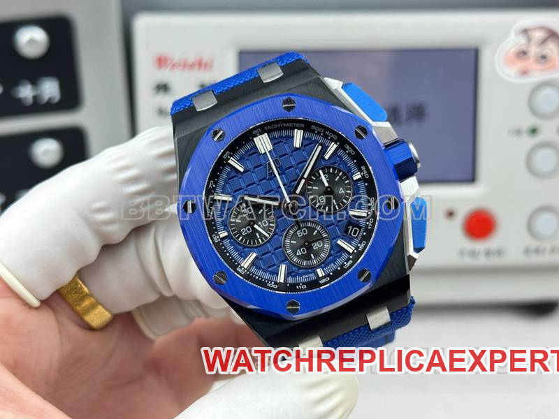Audemars Piguet collectible Watches LS Factory Royal Oak Offshore 43MM Blue Plate Chronograph Mechanical Rubber Model 26420 Front Actual Picture
