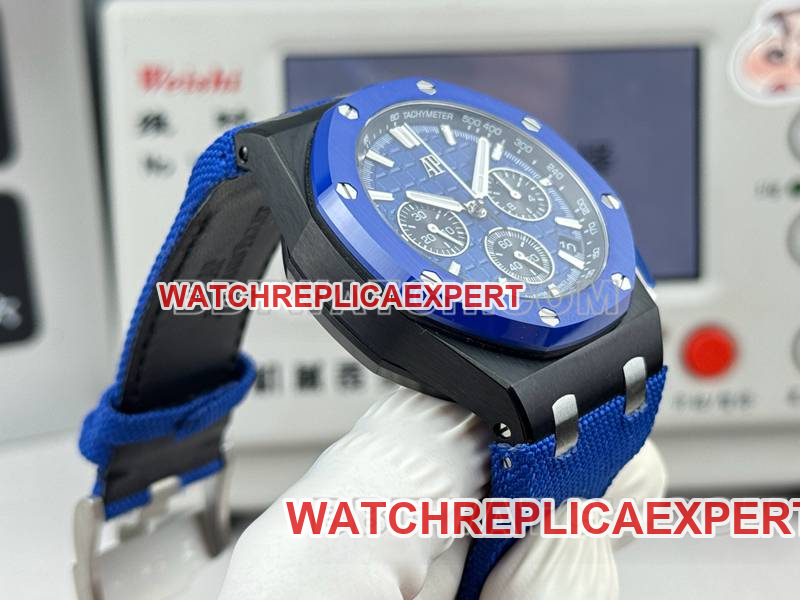 Audemars Piguet collectible Watches LS Factory Royal Oak Offshore 43MM Blue Plate Chronograph Mechanical Rubber Model 26420 Side Actual Photos