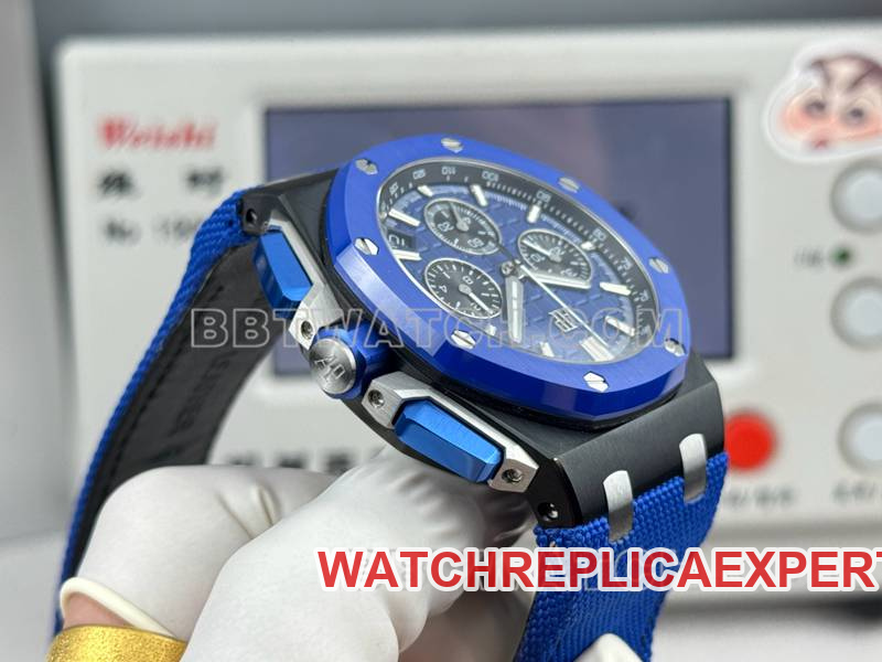Audemars Piguet collectible Watches LS Factory Royal Oak Offshore 43MM Blue Plate Chronograph Mechanical Rubber Model 26420 Side Actual Photos