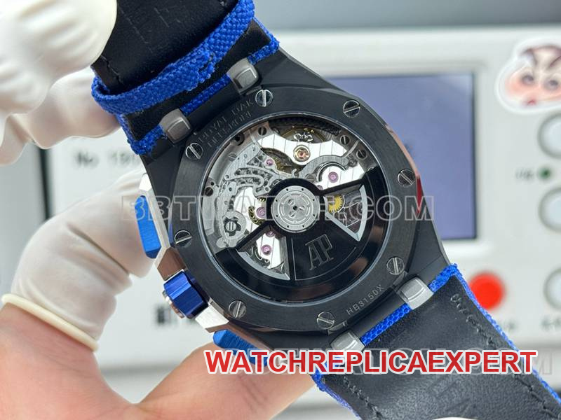 Audemars Piguet collectible Watches LS Factory Royal Oak Offshore 43MM Blue Plate Chronograph Mechanical Rubber Model 26420 Back Actual Picture