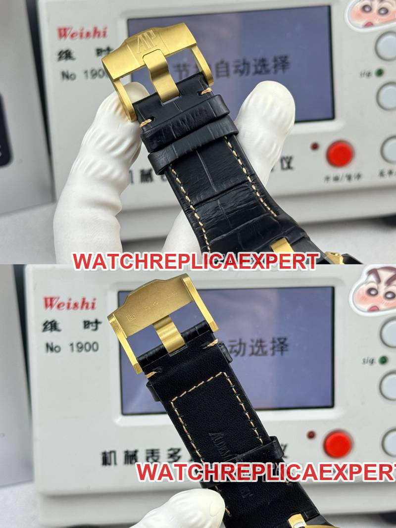 Audemars Piguettop-tier watch LS factory Royal Oak offshore type 43MMblack dial yellow chronograph mechanical rubber model 26420braceletlive photos
