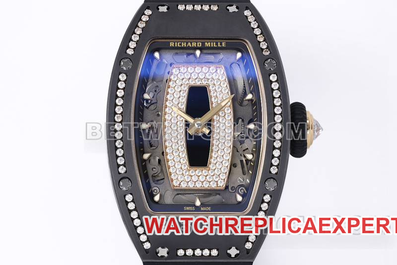Richard Mille collectible watch ZF Factory black ceramic diamond mechanical watch RM07-1front live photo