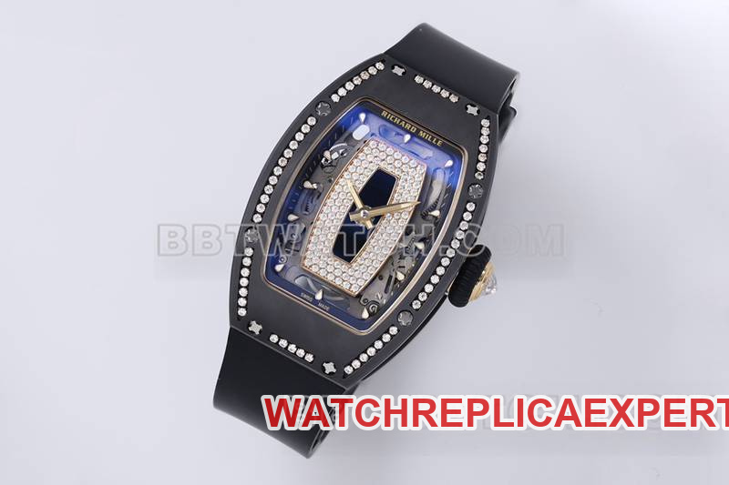 Richard Mille collectible watch ZF Factory black ceramic diamond mechanical watch RM07-1front live photo