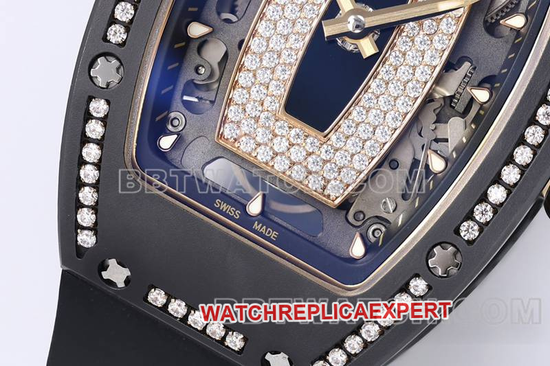 Richard Mille collectible watch ZF Factory black ceramic diamond mechanical watch RM07-1front live photo