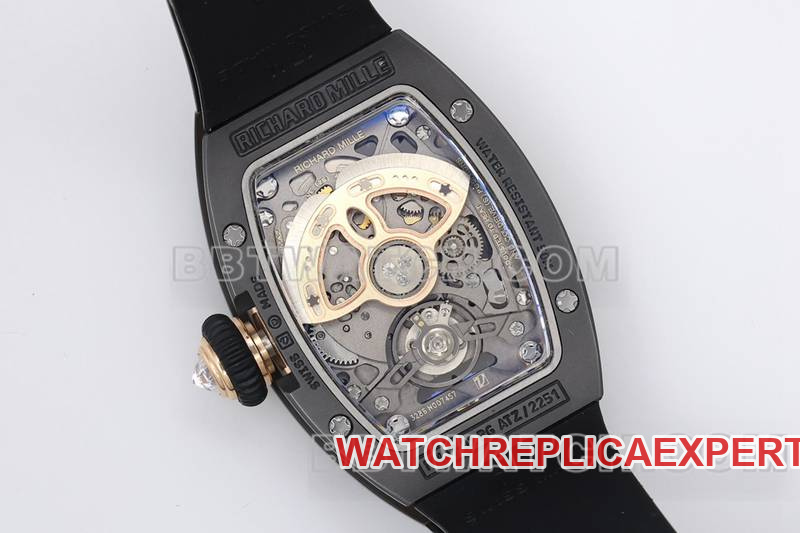 Richard Mille collectible watch ZF Factory black ceramic diamond mechanical watch RM07-1caseback live photo