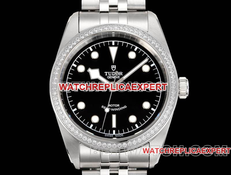 Tudor collectible watches V9 factory Biwan black disk 41mm Swarovski diamond ring mechanical steel strap models front real picture