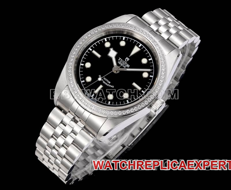 Tudor collectible watches V9 factory Biwan black disk 41mm Swarovski diamond ring mechanical steel strap models front real picture