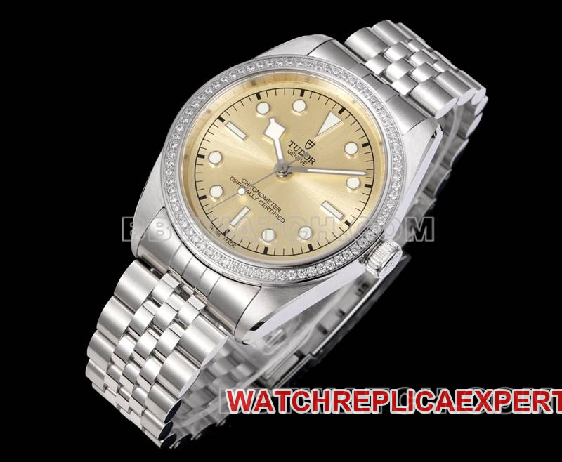 Tudor watch V9 Factory Biwan gold plate 41mm Swarovski diamond circle mechanical steel bracelet front live photo